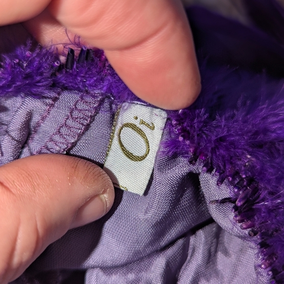 Oi San Francisco VINTAGE Velvet Christmas Stocking Purple High Heel Feathers - Picture 9 of 10